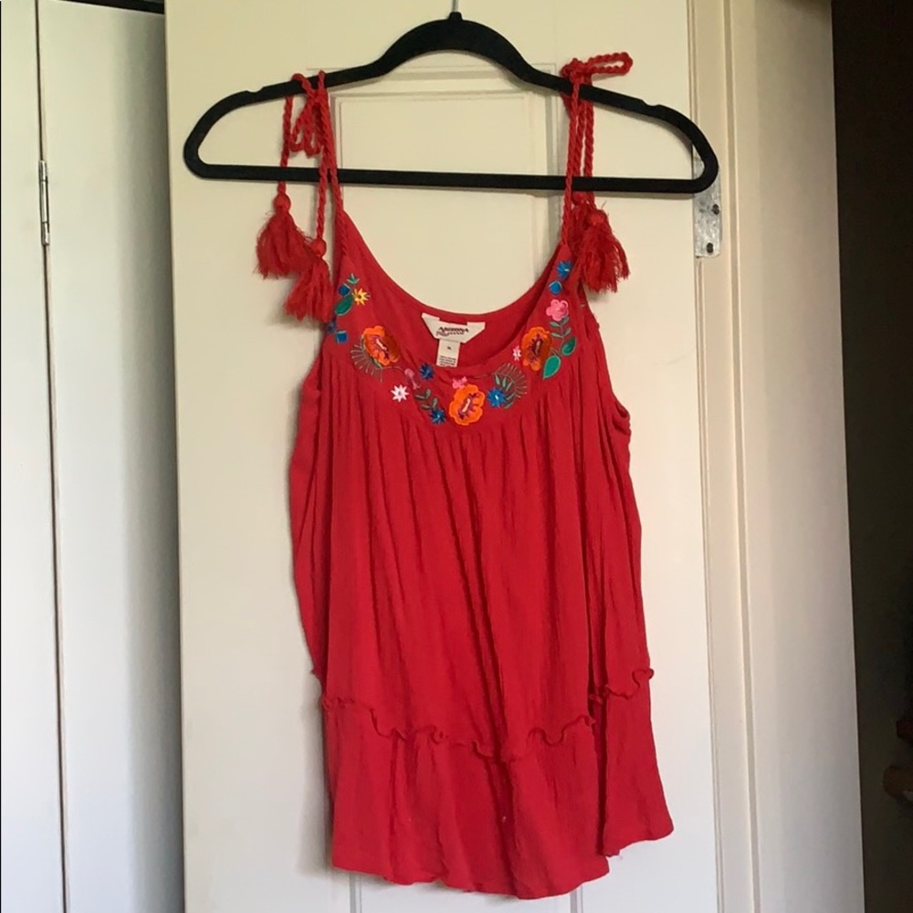 Red Floral Top